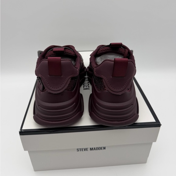 Steve Madden Rhinestone Chunky Sneakers – Burgundy Crystal Embellished Platform - Picture 6 of 6